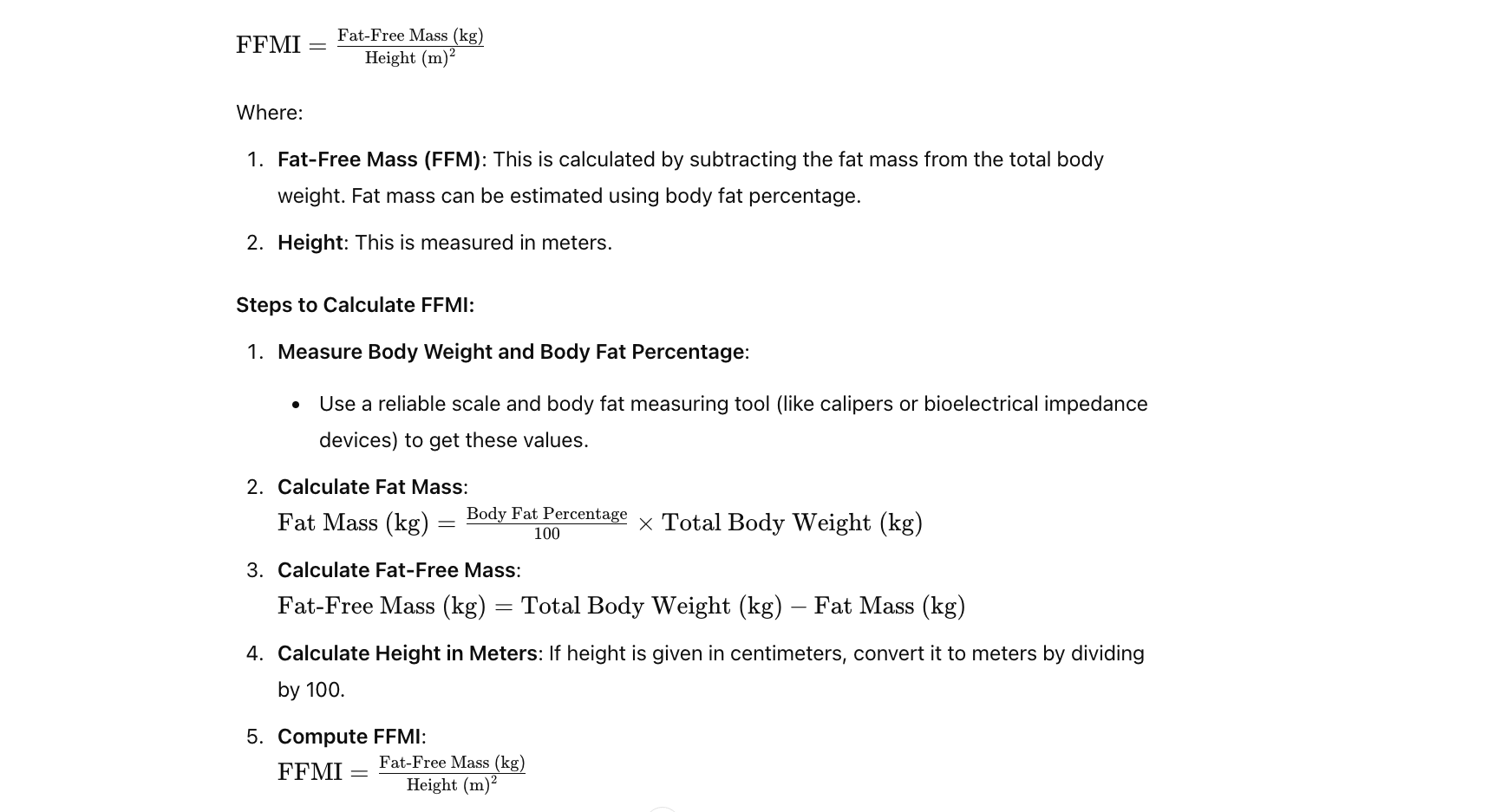 FFMI Calculator Tool Instructions